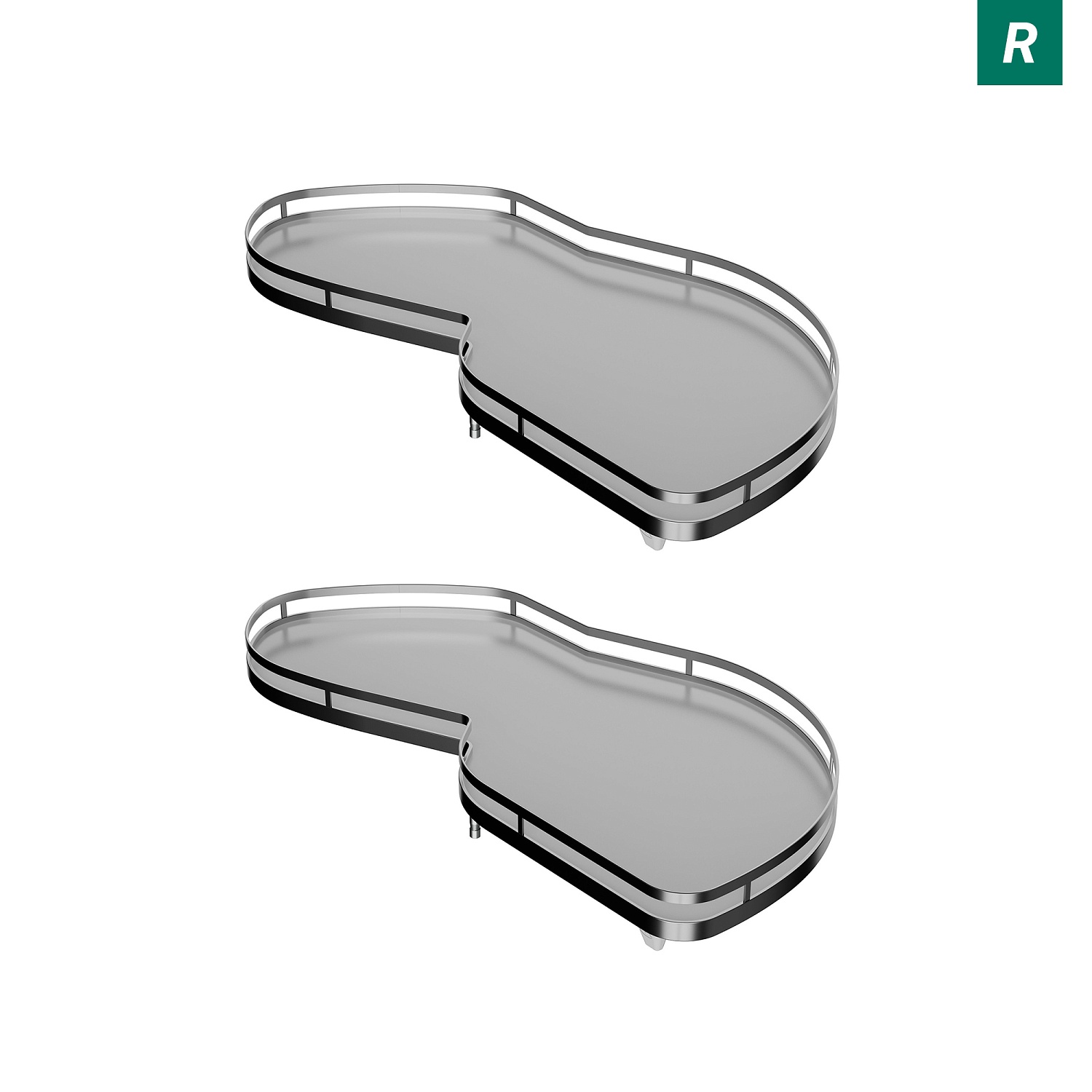 Комплект полок правый Леманс 400 мм Арена СТИЛЬ (2 полки + рычаги) ХРОМ